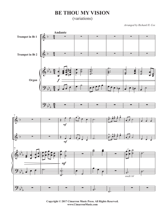 Be Thou My Vision (variations) (2x Trompete in B + Orgel Klavier) (Trio (Orgel  2 St.)) von Traditional (arr. Richard Cox)