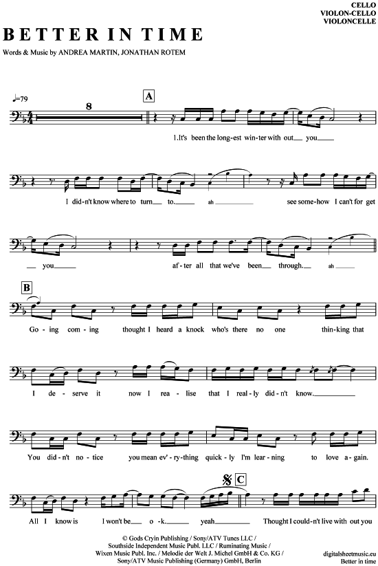 Better in time (Violon-Cello) (Violoncello) von Leona Lewis