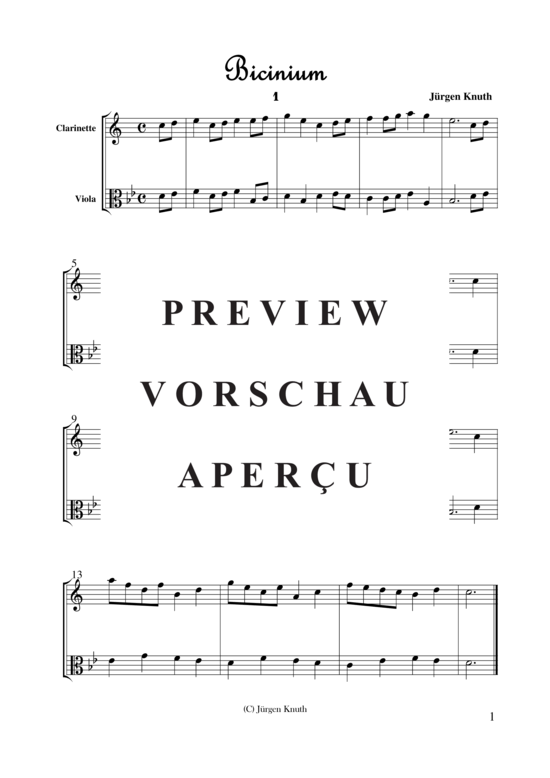 Bicinium (Klarinette + Viola) (Duett (Holzbl ser)) von J rgen Knuth