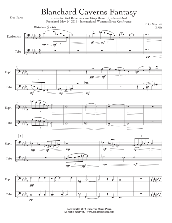 Blanchard Caverns Fantasy (Euphonium Tuba + Klavier) (Trio (Klavier  2 St.)) von T. O. Sterrett