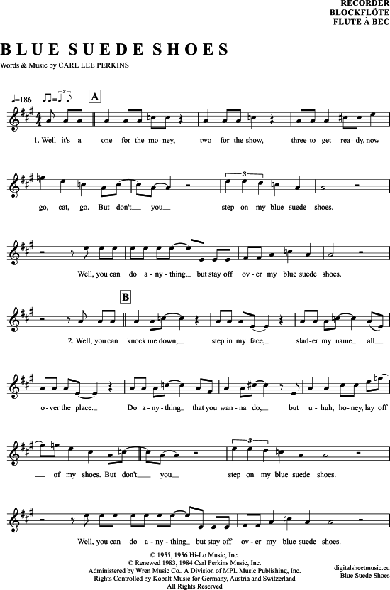 Blue Suede Shoes (Blockfl te) (Blockfl te) von Elvis Presley