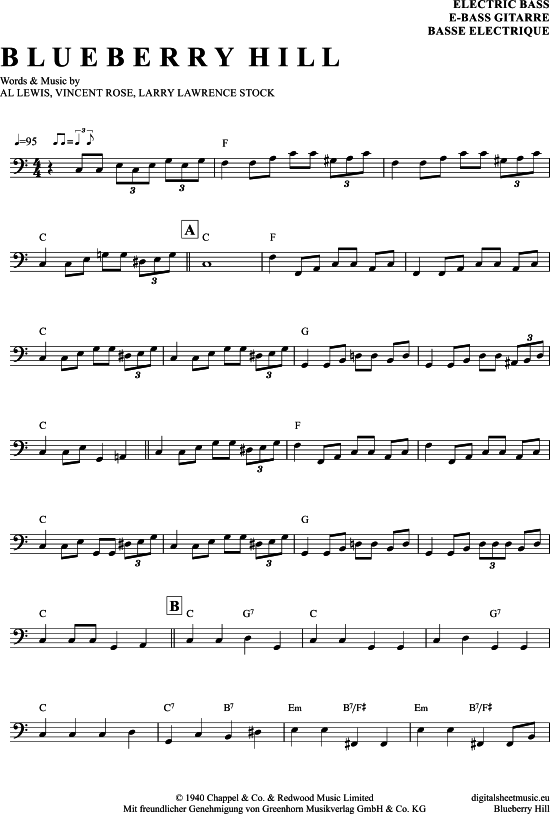 Blueberry Hill (E-Bass) (E Bass) von Fats Domino