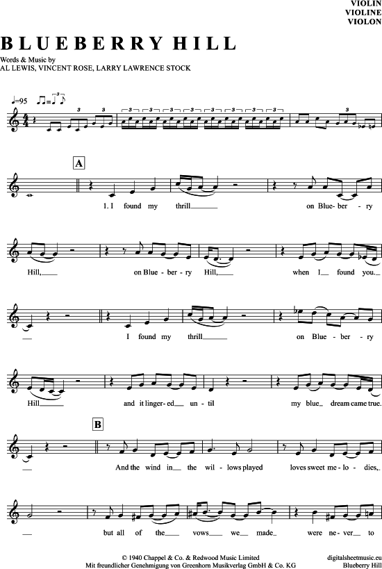 Blueberry Hill (Violine) (Violine) von Fats Domino
