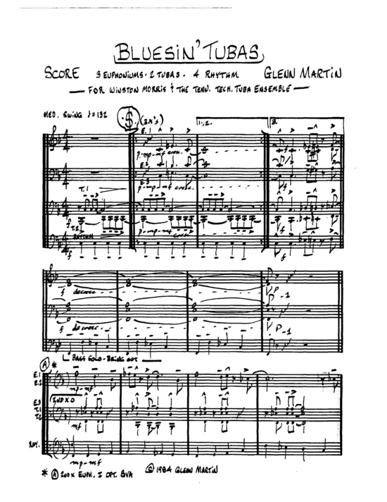 Bluesin Tubas Tuba Quintett EEETT PDF Noten von Glenn Martin in