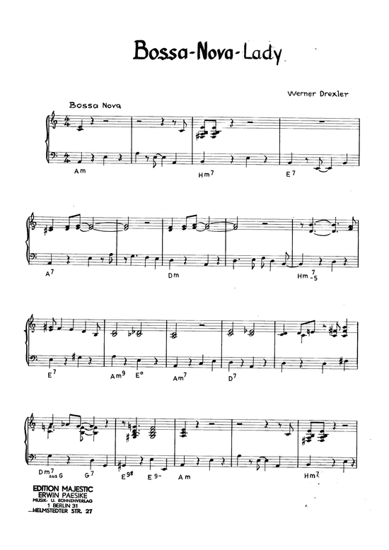 Bossa-Nova-Lady (Klavier Solo) (Klavier Solo) von Werner Drexler