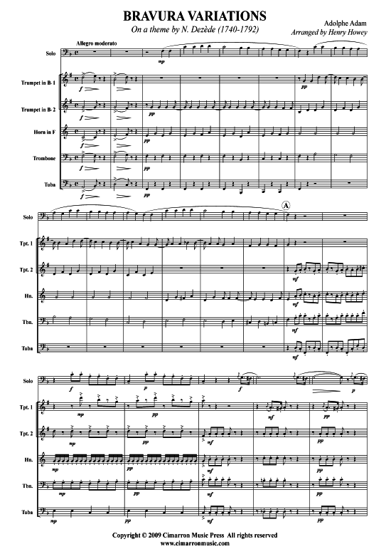 Bravura (Bariton Pos + Brass-Quintett) (Ensemble  Solo Instrument) von Adolphe Charles Adam