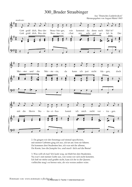 Bruder Straubinger (Klavier + Gesang) (Klavier  Gesang) von Aus Deutsches Liederlexikon A. H rtel (1865)