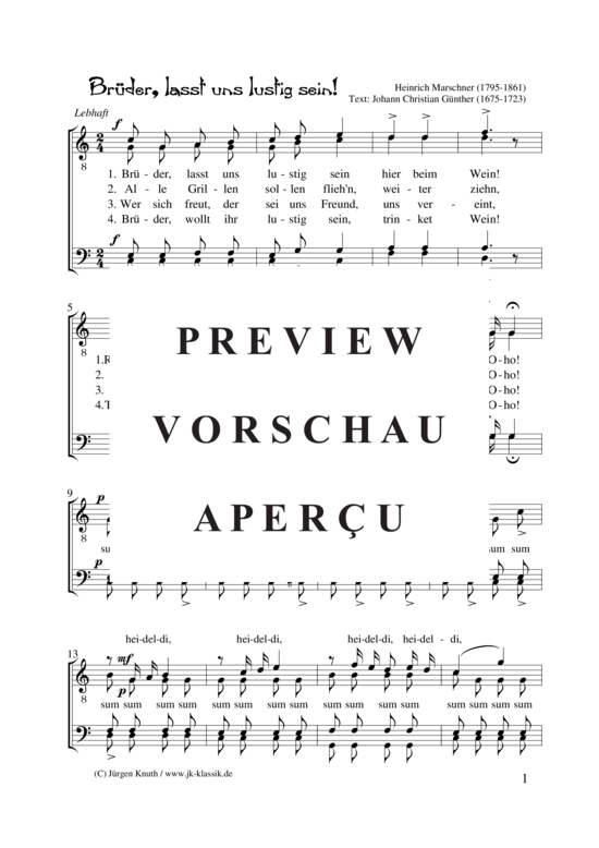 Br der lasst uns lustig sein (M nnerchor) (M nnerchor) von Heinrich Marschner