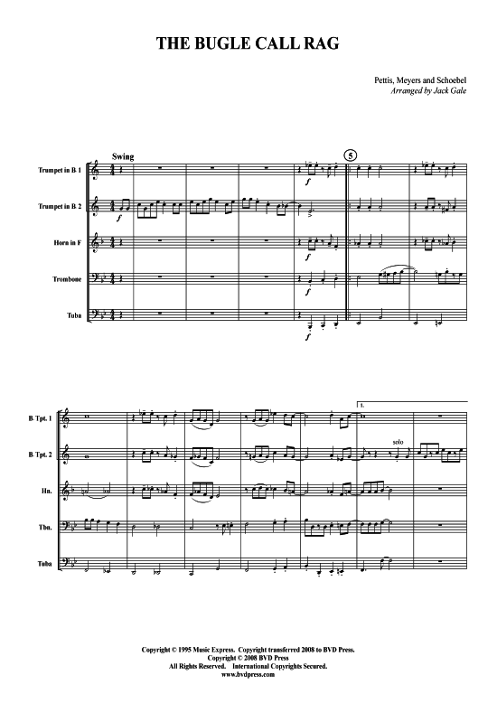Bugle Call Rag (Blechbl serquintett) (Quintett (Blech Brass)) von Traditional (arr. Gale)