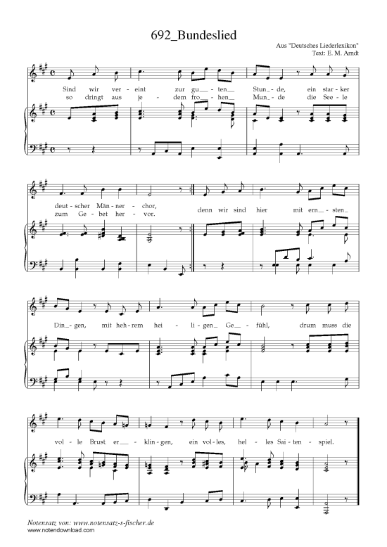 Bundeslied (Klavier + Gesang) (Klavier  Gesang) von Aus Deutsches Liederlexikon A. H rtel (1865)