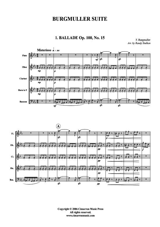 Burgmuller Suite (Holzbl auml ser-Quintett) (Quintett (Holzbl ser)) von F. Burgmuller (op. 100 Nr. 2 Nr. 15 Nr. 25)