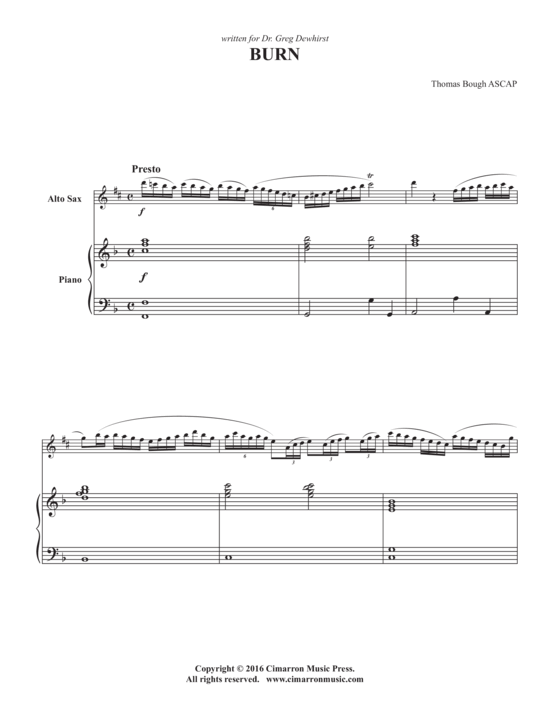 Burn (Alt-Saxophon + Klavier) (Klavier  Alt Saxophon) von Thomas Bough