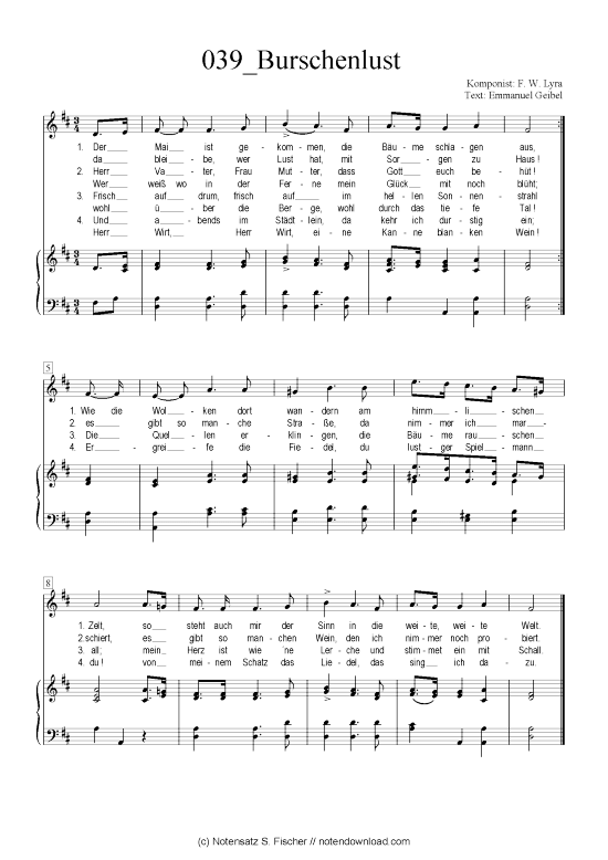 Burschenlust (Klavier + Gesang) (Klavier  Gesang) von F. W. Lyra  Emmanuel Geibel