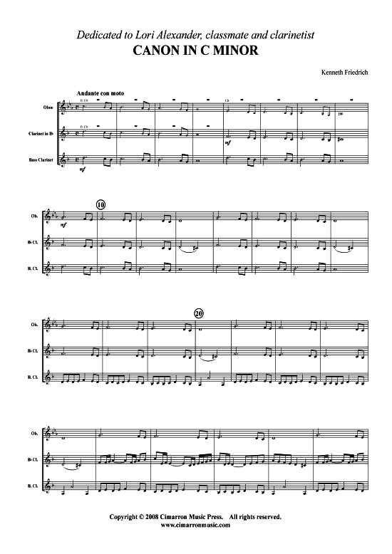 Canon (Oboe Klarinette Bass-Klar Fagott) (Trio (Holzbl ser)) von Kenneth Friedrich