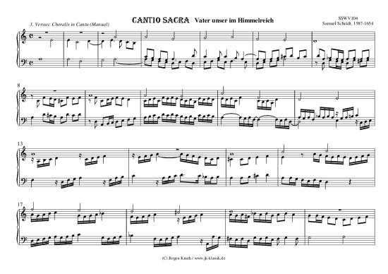 CANTIO SACRA Vater unser im Himmelreich 3. Versus Choralis in Cantu (Manual) (Orgel Solo) (Orgel Solo) von Samuel Scheidt 1587-1654