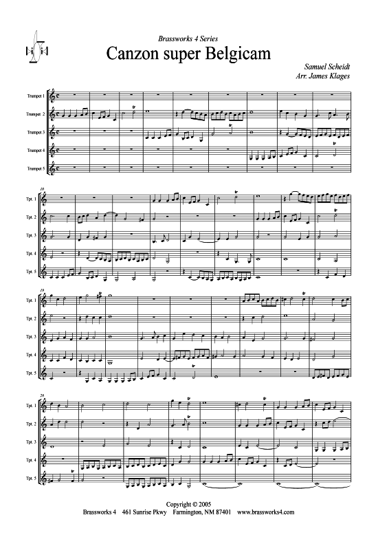 Canzon super Belgicam (5x Trompeten) (Quintett (Trompete)) von Samuel Scheidt