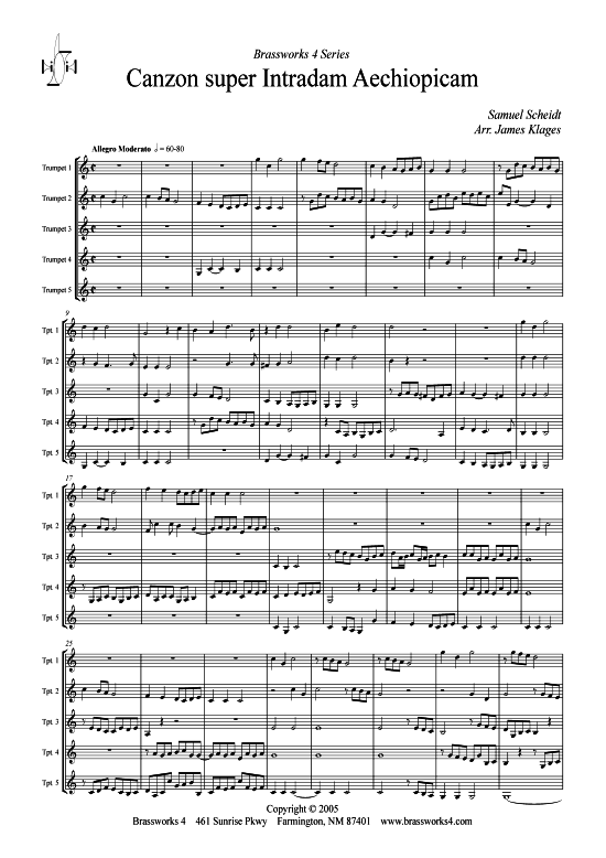 Canzon super Intradum Aechiopicam (C) (Trompeten Ensemble) (Ensemble (Blechbl ser)) von Samuel Scheidt