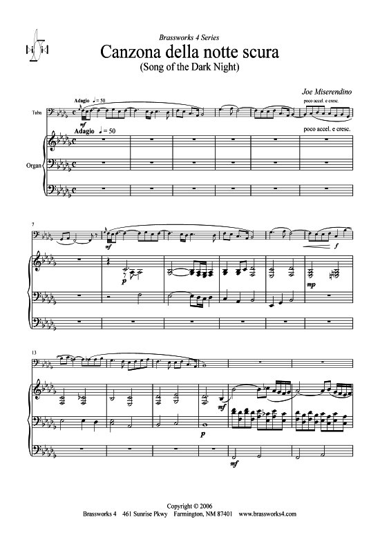 Canzona della notte scura (Tuba + Orgel) (Orgel  Tuba) von Joe Miserendino
