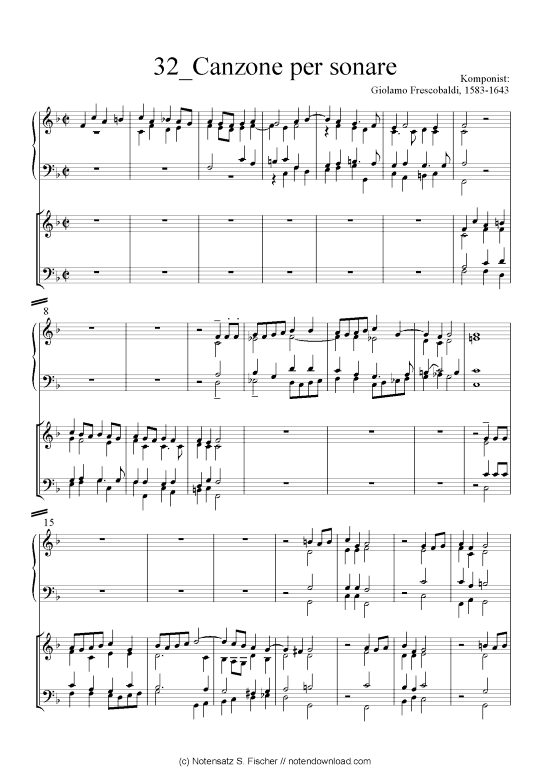Canzone per sonare (Quartett in C) (Quartett (4 St.)) von Griolamo Frescobaldi 1583-1643