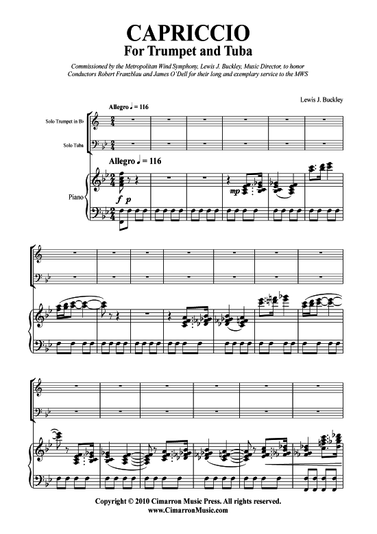 Capriccio (Trompete Tuba + Klavier) (Trio (Klavier  2 St.)) von Lewis Buckley
