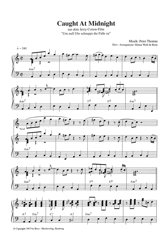 Caught At Midnight (Klavier Solo) (Klavier Solo) von aus dem Jerry-Cotton-Film Um null Uhr schnappt die Falle zu 