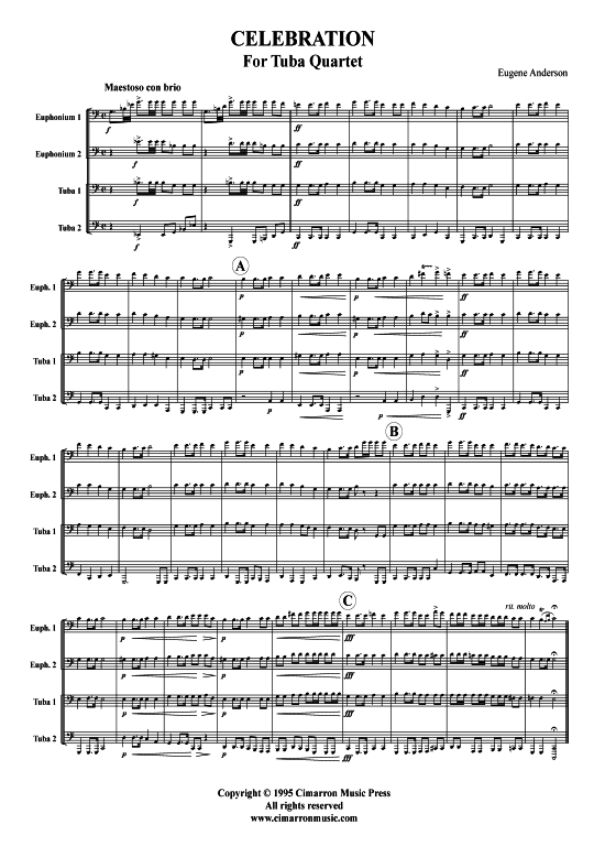Celebration (Tuba Quartett 2x Bariton 2xTuba) (Quartett (Tuba)) von Eugene Anderson