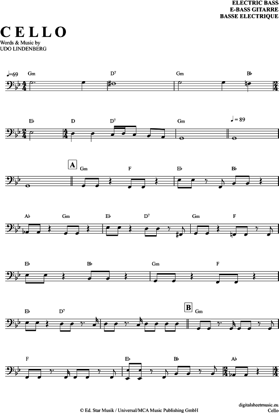Cello (E-Bass) (E Bass) von Udo Lindenberg