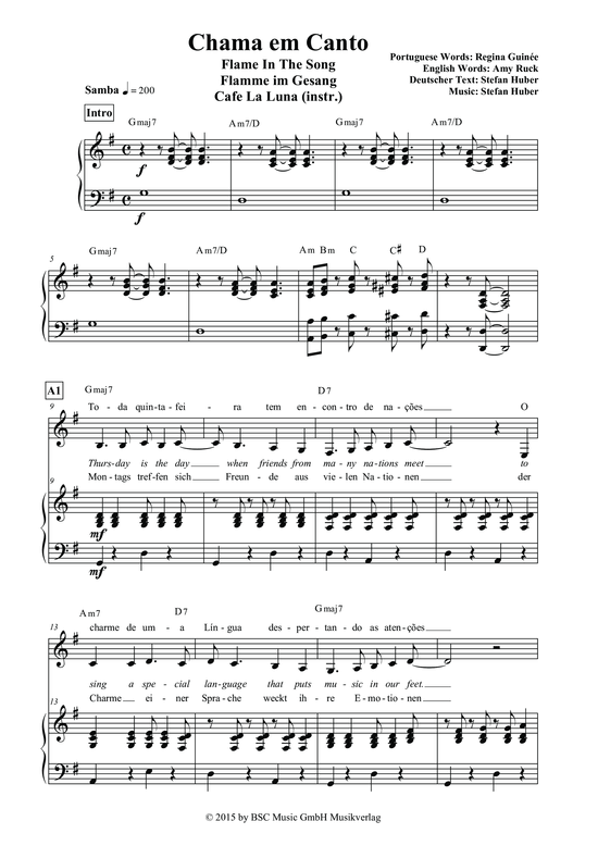 Chama em canto (Klavier + Gesang) (Klavier Gesang  Gitarre) von Stefan F. Huber amp Jazzbirds