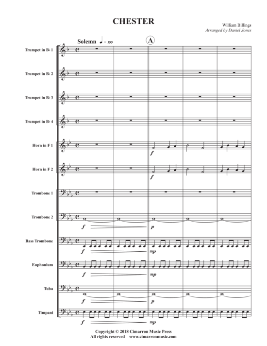 Chester (Blechbl auml ser Ensemble + Pauken) (Ensemble (Blechbl ser)) von William Billings