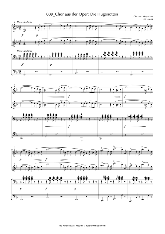 Chor aus der Oper Die Hugenotten (Klavier vierh ndig) (Klavier vierh ndig) von Giacomo Meyerbeer 1791-1864 