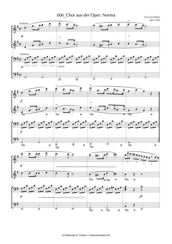 Chor aus der Oper Norma (Klavier vierh ndig) (Klavier vierh ndig) von Vincenzo Bellini 1801-1835 