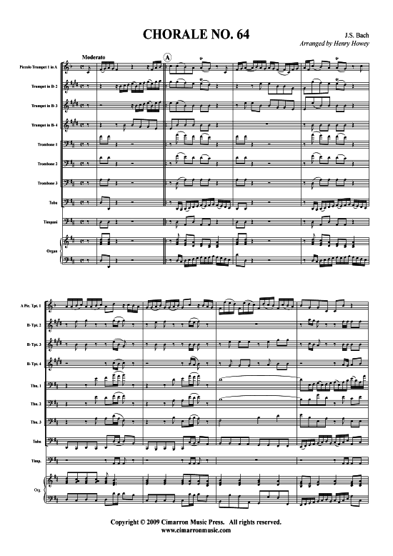 Choral Nr. 64 (Brass Ensemble) (Ensemble (Blechbl ser)) von J. S. Bach