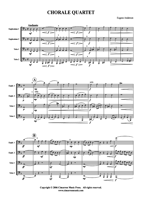 Chorale Quartet (Tuba Quartett 2x Bariton 2xTuba) (Quartett (Tuba)) von Eugene Anderson