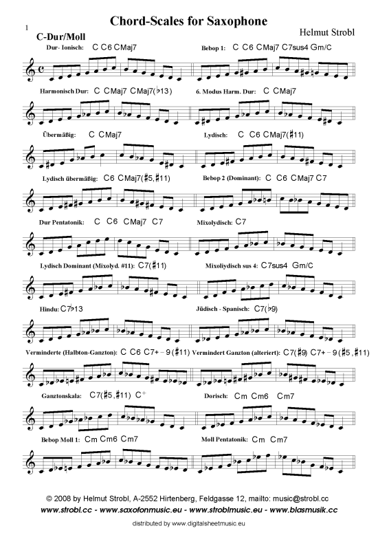 Chordscales in allen Tonarten (Alt Saxophon) von Helmut Strobl