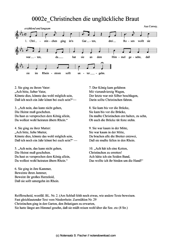 Christinchen die ungl ckliche Braut (Gesang) (Gesang) von aus Erk-B hme  Deutscher Liederhort