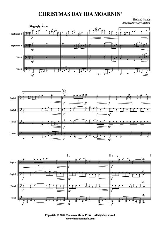Christmas Day Ida Moarnin (Tuba Quartett 2x Bariton 2xTuba) (Quartett (Tuba)) von Weihnachten