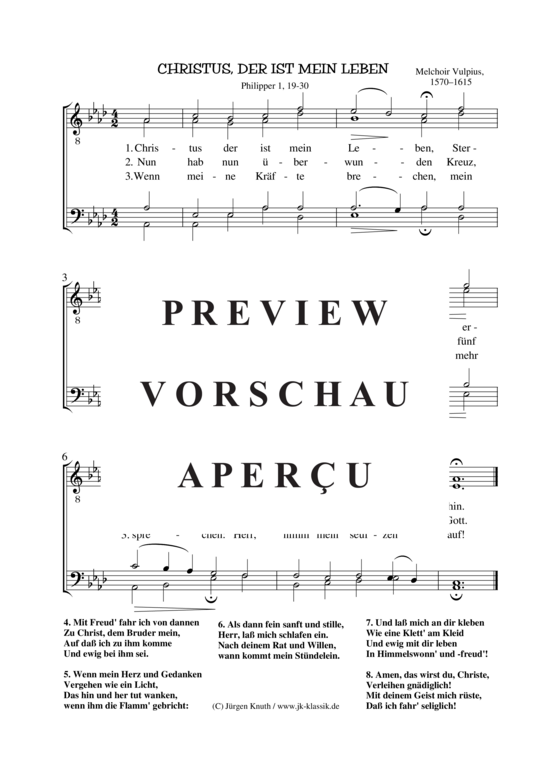 Christus der ist mein Leben (M nnerchor) (M nnerchor) von Melchoir Vulpius
