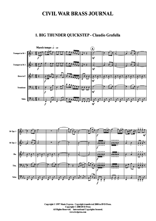Civil War Brass Journal (Blechbl serquintett) (Quintett (Blech Brass)) von Verschiedene Verfasser (arr. Villanueva)