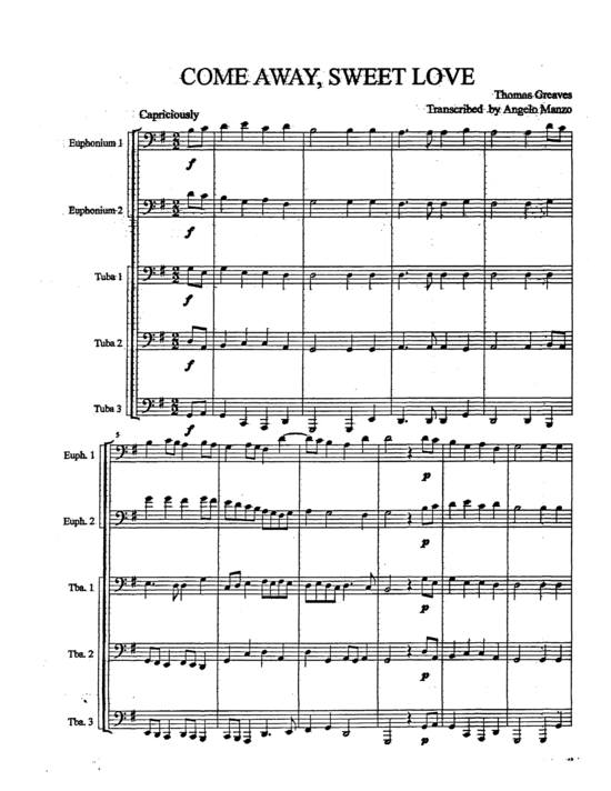 Come Away Sweet Love (Tuba Quintett EEETT) (Quintett (Tuba)) von Thomas Greaves