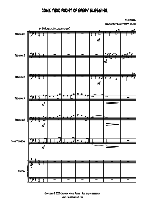 Come Thou Fount of Every Blessing (Posaunen-Ensemble opt. Rhythm) (Ensemble (Blechbl ser)) von Traditional
