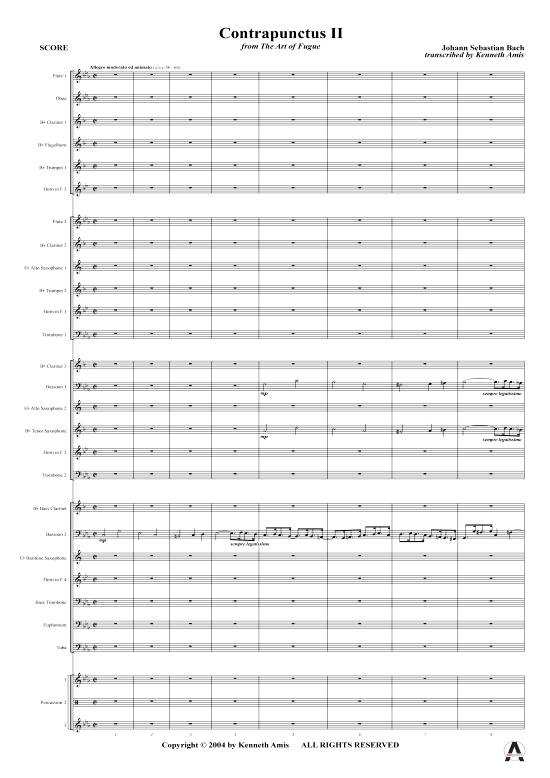 Contrapunctus 2 aus Kunst der Fuge (Concert Band) (Concert Band) von J.S. Bach (nur Partitur )