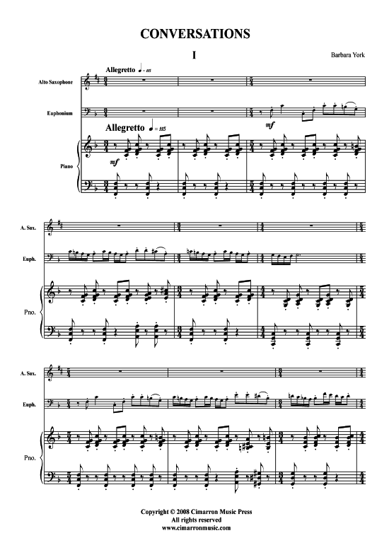 Conversations (Saxophon Bariton + Klavier) (Trio (Klavier  2 St.)) von Barbara York