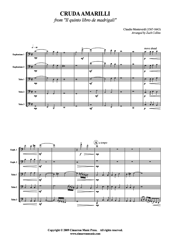 Cruda amarilli (Tuba-Ensemble) (Ensemble (Blechbl ser)) von Claudio Monteverdi (aus Il quinto libro de madrigali)