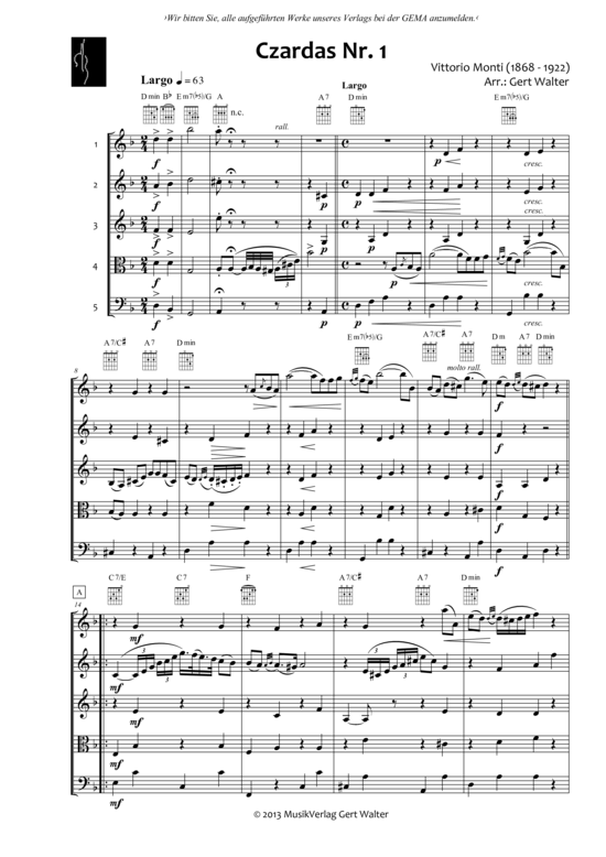 Czardas Nr. 1 (Quintett flexible Besetzung) (Quintett (Flexibel)) von Vittorio Monti