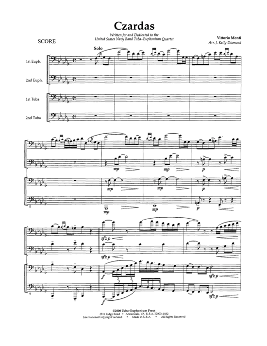 Czardas (Tuba Quartett EETT) (Quartett (Tuba)) von Vittorio Monti