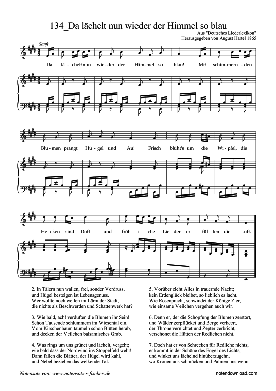 Da l chelt nun wieder der Himmel so blau (Klavier + Gesang) (Klavier  Gesang) von Aus Deutsches Liederlexikon A. H rtel (1865)