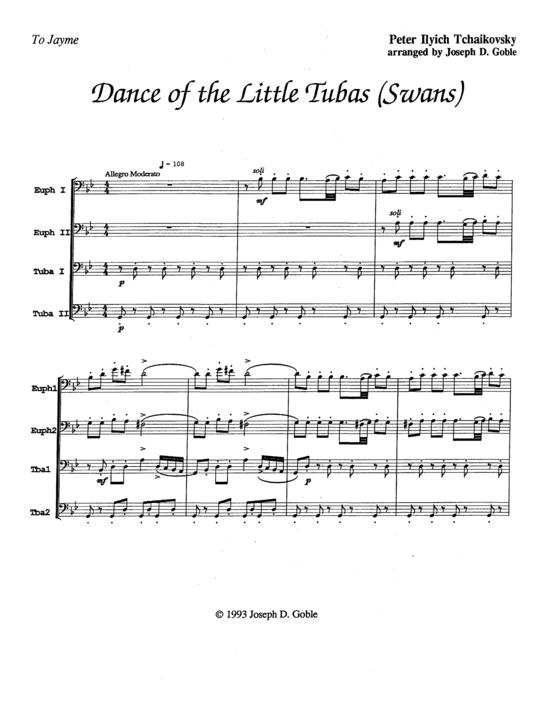 Dance of the Little Tubas (Swans) (Tuba Quartet EETTT) (Quartett (Tuba)) von Pytor Tchaikovsky