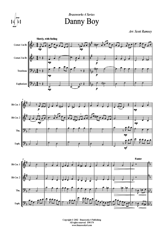 Danny Boy (2xTromp in B Horn in F (Pos) Pos) (Quartett (Blech Brass)) von Traditional