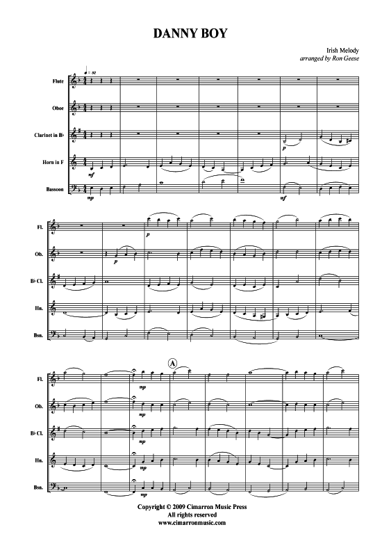 Danny Boy (Holzbl auml ser-Quintett) (Quintett (Holzbl ser)) von Irische Melodie
