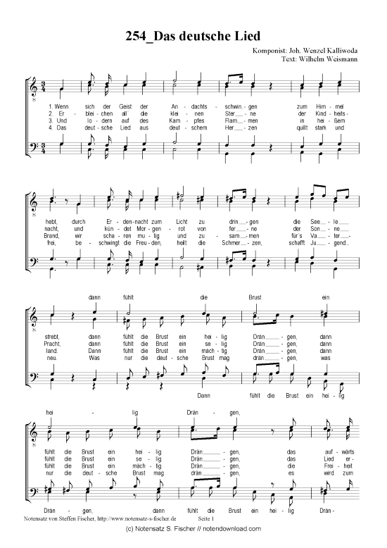 Das deutsche Lied (M nnerchor) (M nnerchor) von Joh. Wenzel Kalliwoda  Wilhelm Weismann 